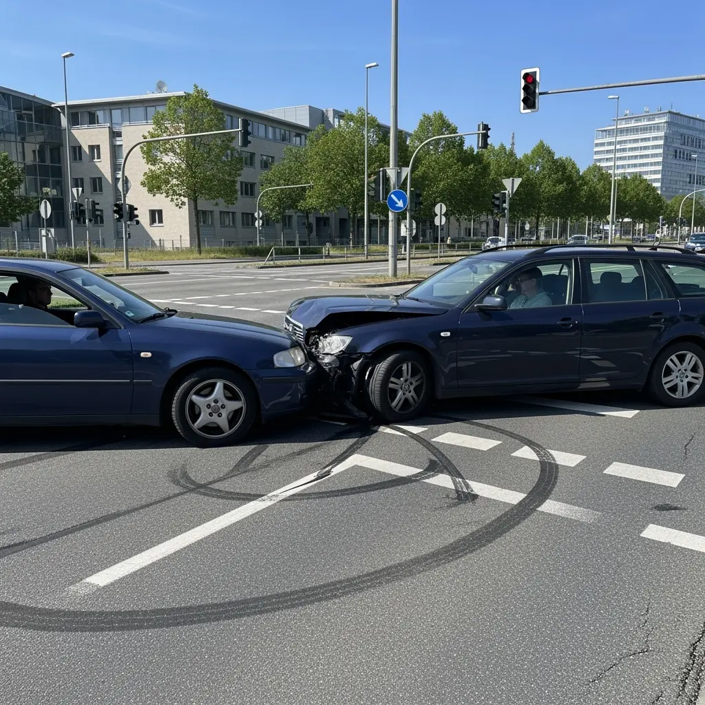 Frontale Kollision: Wer trägt die Kosten nach dem Linksabbiege-Unfall? Die Schuldfrage bei Teilschuld durch zu hohe Geschwindigkeit.