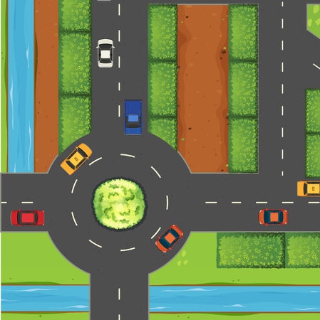 43084787 - top view of street and roundabout illustration