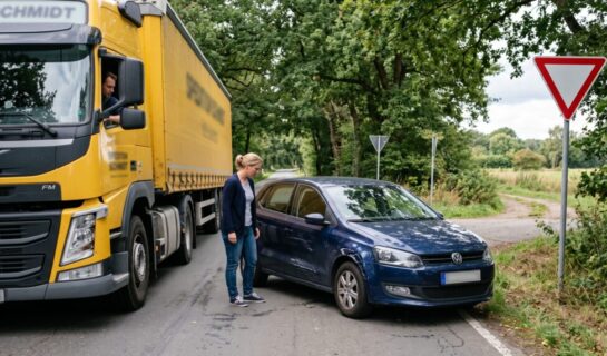Haftungsquote beim Einbiegen: Lkw haftet trotz Vorfahrtsverstoß mit 20 Prozent